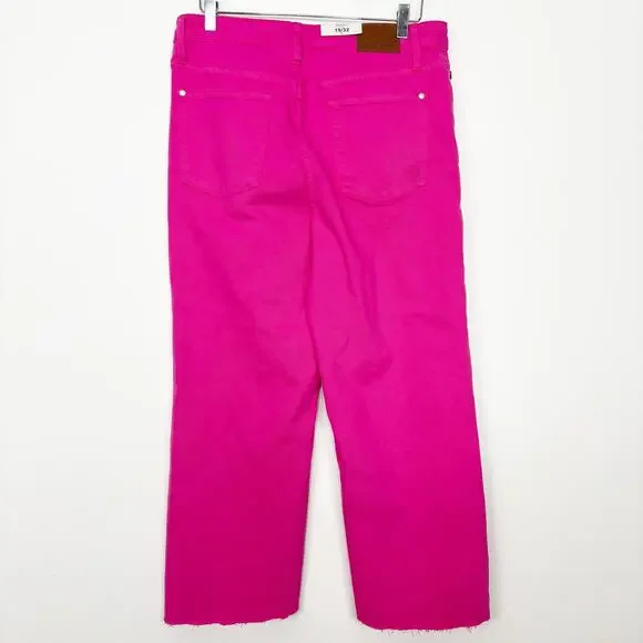 NWT Judy Blue Women's High Waist Dyed Hot Pink 90’s Straight Denim Jeans 15/32 - Picture 2 of 5